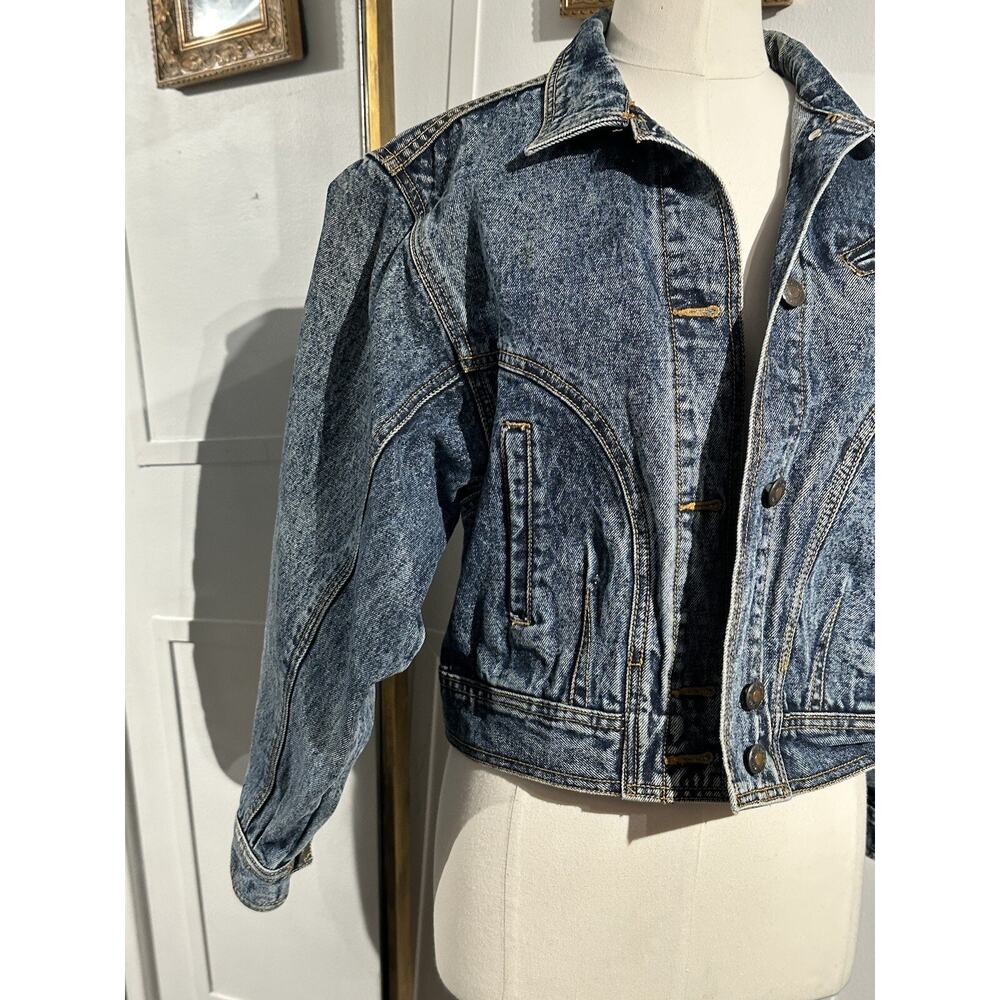 Vintage 80s Nuovo Industriale Aero Squad Jean Crop Jacket Denim Size Small - Picture 8 of 13
